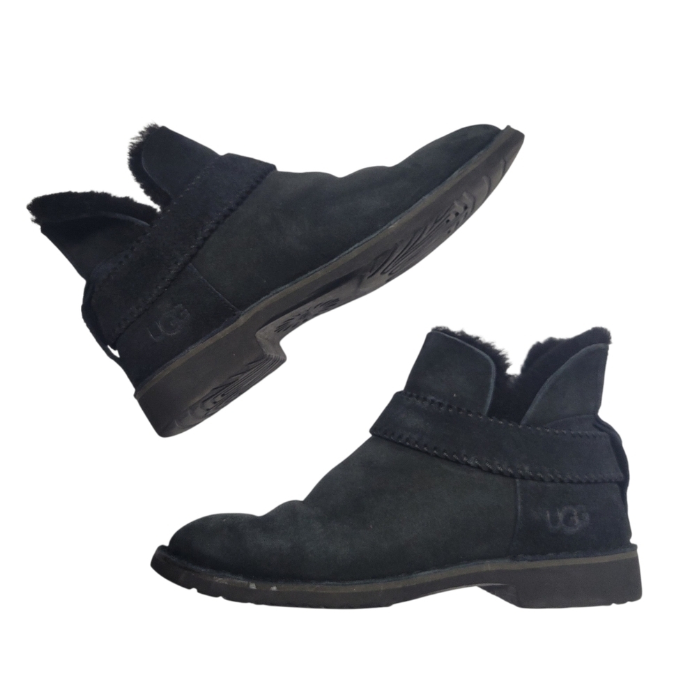UGG McKay Black Sherpa Sheepskin Ankle Boots Winter Size 8.5